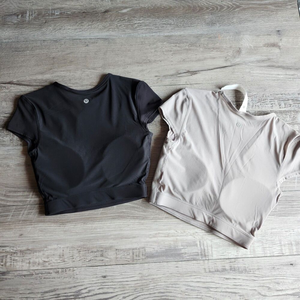 (XS) 2pc Lululemon Nulu Mesh-Back Baby Tee shirt bundle - Picture 3 of 6